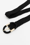 Braided Suede Accent Oval Buckle Belt Belts One Size / Black