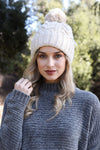 Cable Knit Pom Beanie Hats & Hair Off White