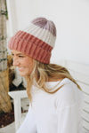 Color Block Knit Beanie Hats & Hair Rose Lavender