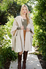 Cozy Plush Solid Color Hooded Ruana Ponchos