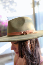 Flat Brim Buckle Hat Hats & Hair Olive