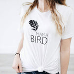 MAMA BIRD, White Boyfriend Tee, Mama Bird, Mama Bird Tee, Mama Bird T-shirt, Mama Bird Shirt, Mama Bird, Mama Bird Top