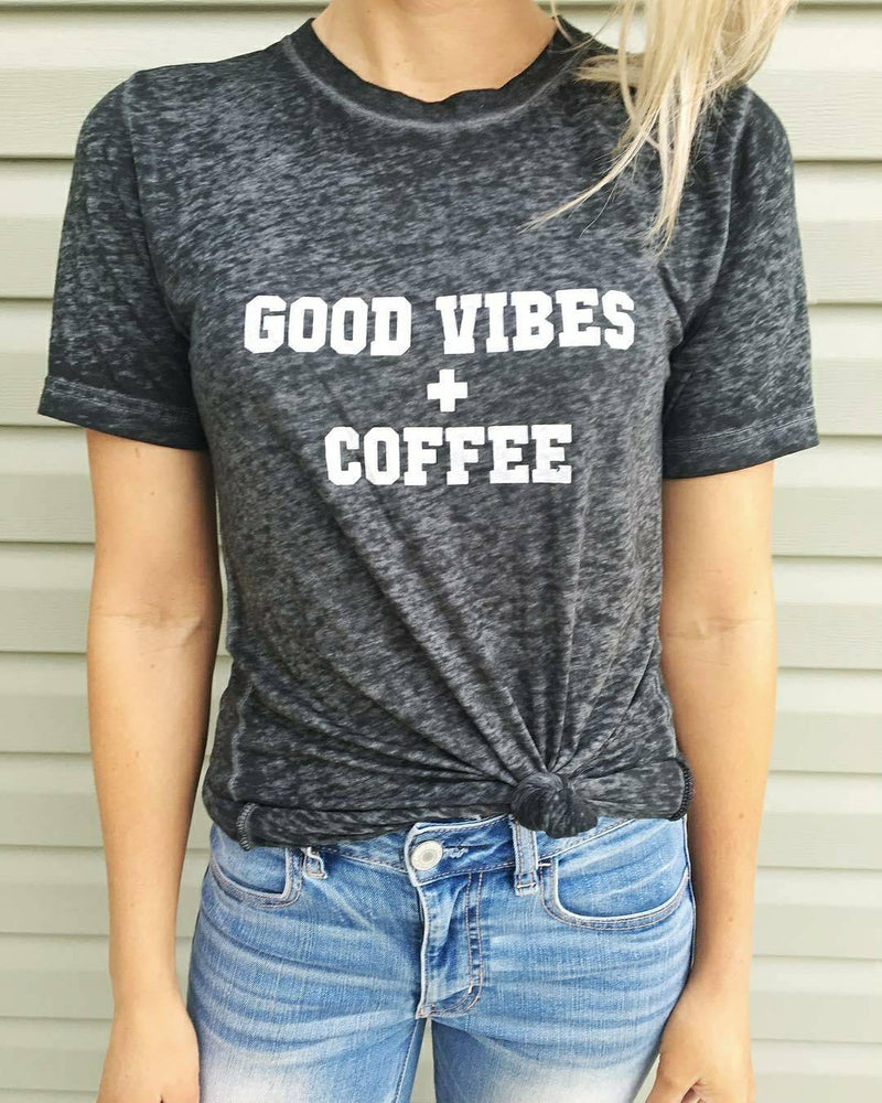 GOOD VIBES COFFEE Acid Wash Tee, Good Vibes , Coffee Tee, Coffee Lovers, Coffee Shirt, Coffee Gift, Mama Bird