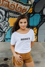 HONEY Tee, White Honey tshirt, Honey Tshirts, white tee, HONEY shirt