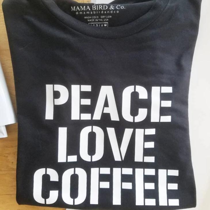 PEACE LOVE COFFEE, Coffee Tshirts, Coffee Shirts, Coffee Tshirt, Peace Love Coffee Tshirt