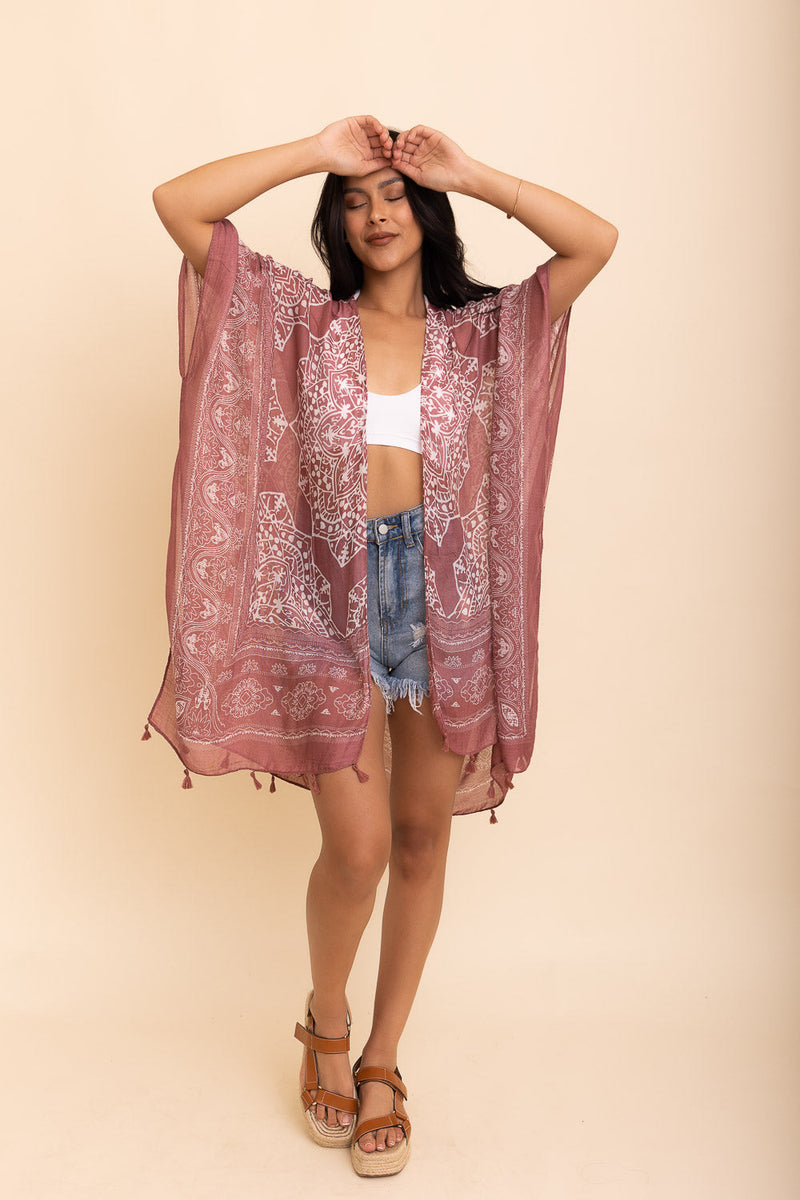 Mandala Tassel Kimono One Size / Rose