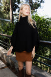 SnugStyle Turtleneck Ribbed Knit Poncho with Armholes