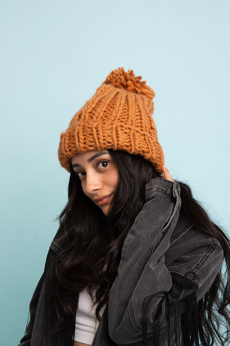 Soft Chunky Cable Knit Beanie Beanies Camel