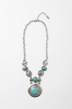 Turquoise & Silver Stepping Stone Necklace Jewelry