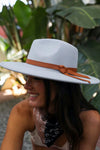 Wide Brim Leather Ribbon Bolero Hat Hats & Hair Gray