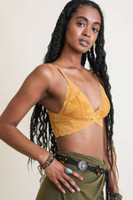 Butterfly Scallop Lace Bralette Small / Mustard