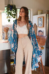 Floral Butterfly Sleeve Kimono Teal