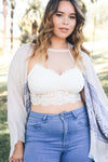 High Neck Netted Lace Bralette Plus Size 2XL / Ivory