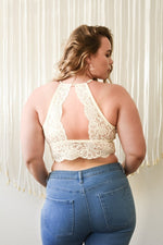 High Neck Netted Lace Bralette Plus Size