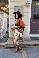 Western Luxe Fringed Ruana Ponchos Rust